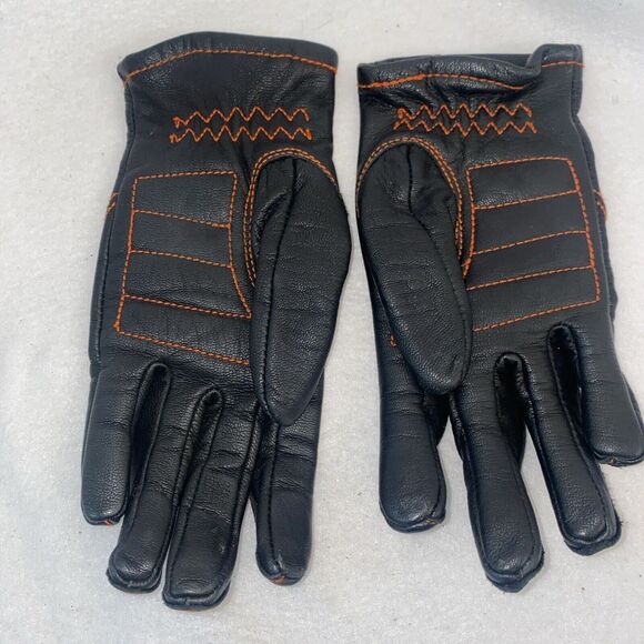 HARLEY DAVIDSON Goatskin Women's Black Leather Motorcycle Riding Gloves Small - Picture 2 of 8